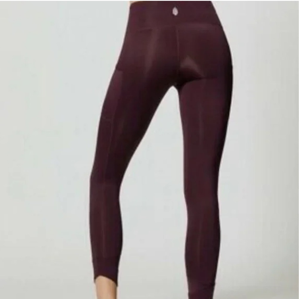 FP Movement Wonderstruck Velvet Criss Cross Leggings Maroon - Picture 2 of 9